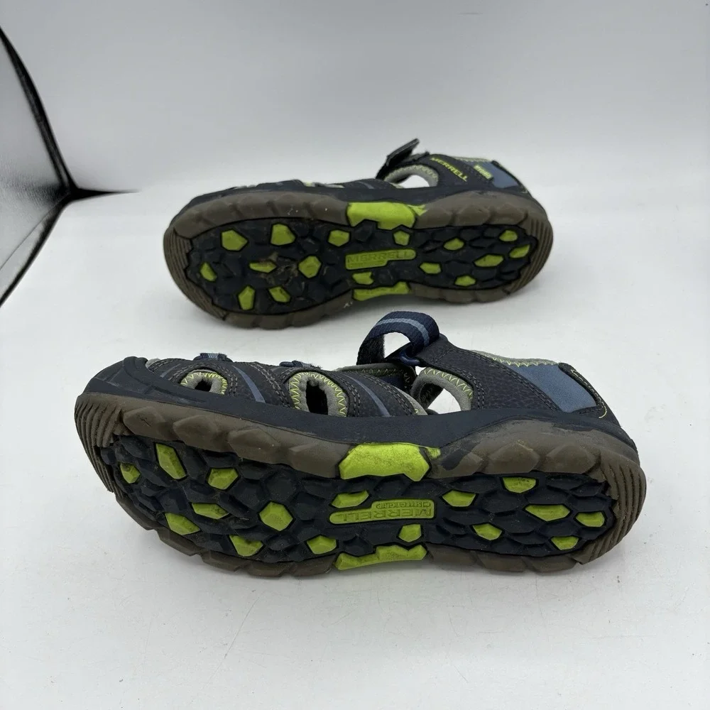 Merrell Sandals Boys Size 4 M Big Kids Hydro‎ Sport Blue Green Leather